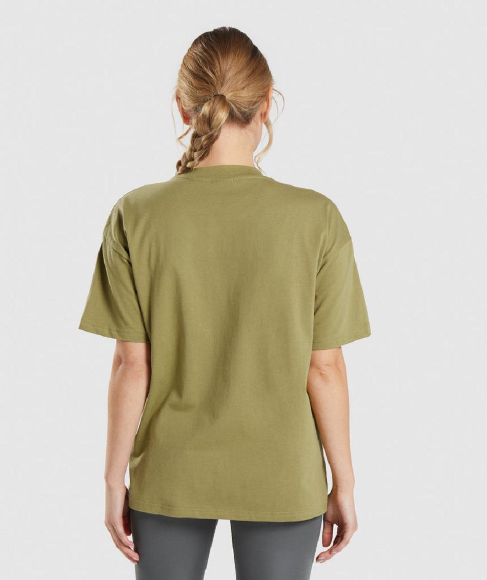 T Shirts Gymshark Entrenamiento Oversized Mujer Verde | CO 2268KOR